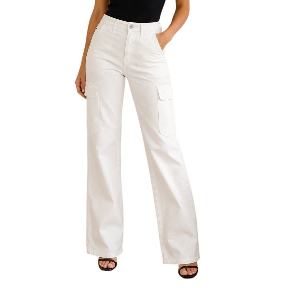 Zara White Denim Cargo Pants Women's 2